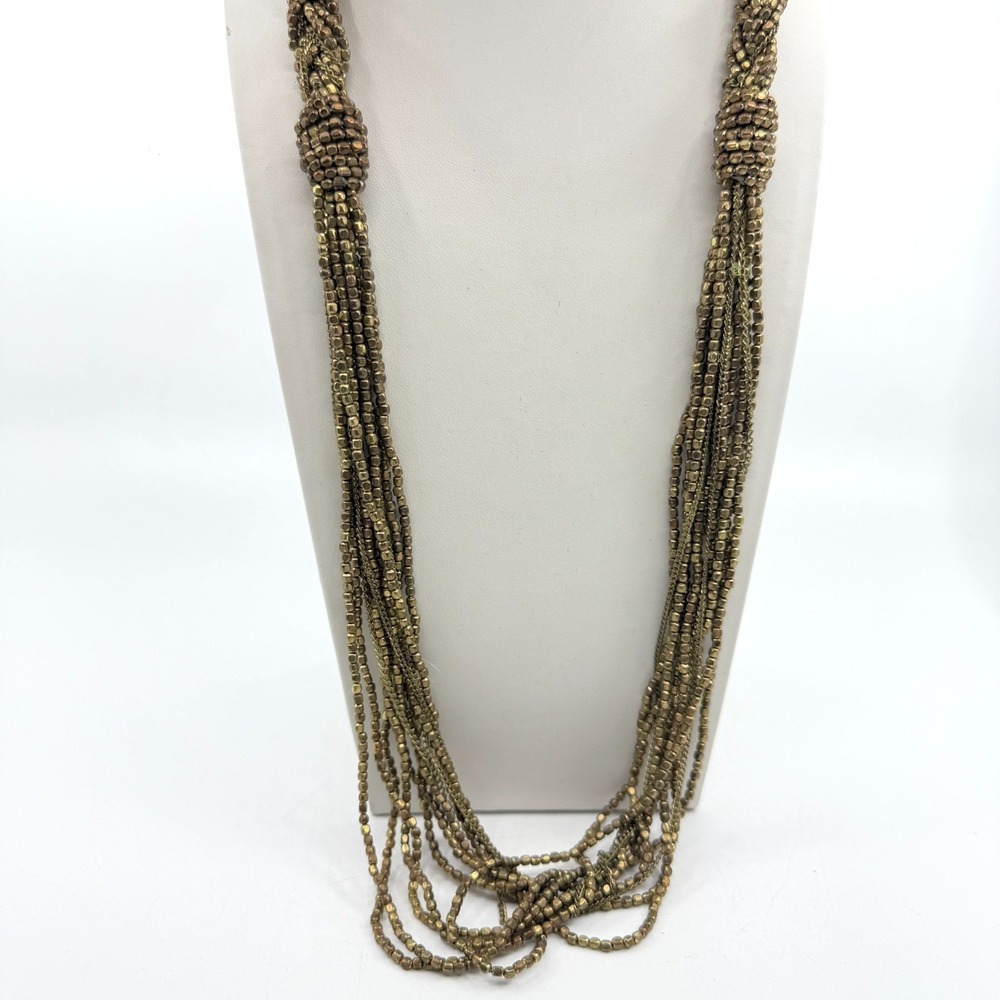 Statement Bronze Multi-Strand Seed Bead Necklace - Festival Jewelry